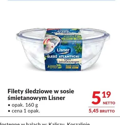 Filety śledziowe w sosie śmietanowym Lisner promocja w Makro