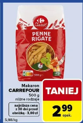 Makaron penne rigate różne rodzaje promocja w Carrefour Express
