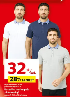 Koszulka męska polo z kieszonką Inextenso promocja w Auchan