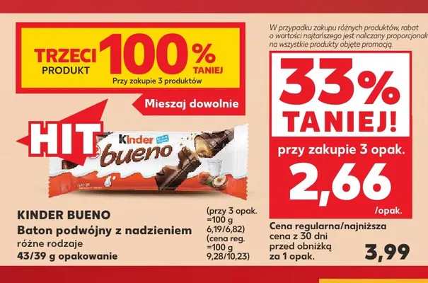 Baton podwójny z nadzieniem Kinder Bueno promocja w Kaufland