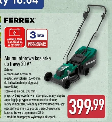Akumulatorowa kosiarka do trawy 20 V promocja w Aldi
