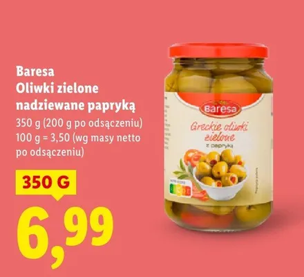 Oliwki zielone nadziewane papryką promocja w Lidl