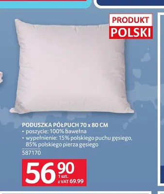 Poduszka półpuch 70x80 cm promocja w Selgros