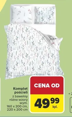 Komplet pościeli z bawełny wym. 160x200cm, 220x200cm promocja w Carrefour