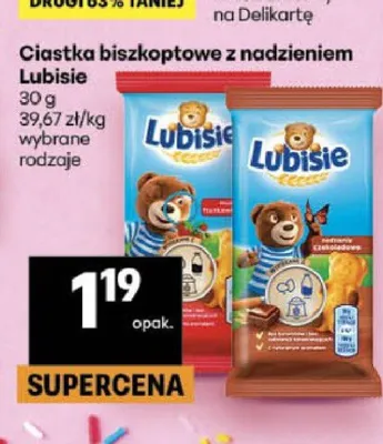Ciastka biszkoptowe z nadzieniem Lubisie Czekoladowe promocja w Delikatesy Centrum