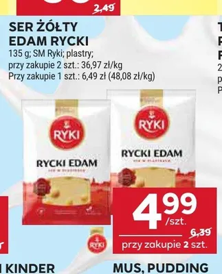 Ser żółty Edam Rycki plastry promocja w Stokrotka
