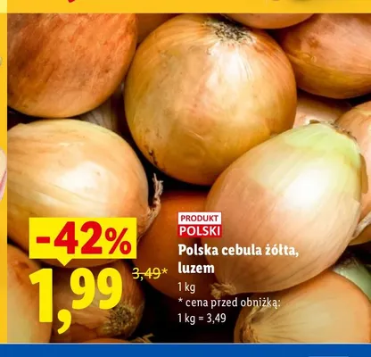Polska cebula żółta luzem promocja w Lidl
