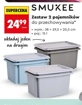 Zestaw 2 pojemników do przechowywania promocja w Biedronka