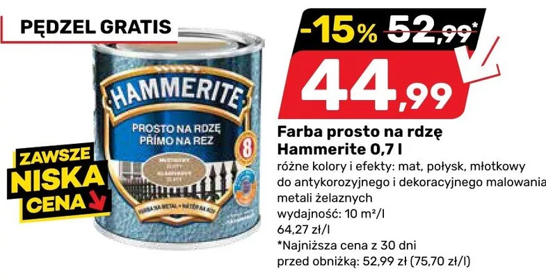 Farba prosto na rdzę Hammerite promocja w Bricomarche