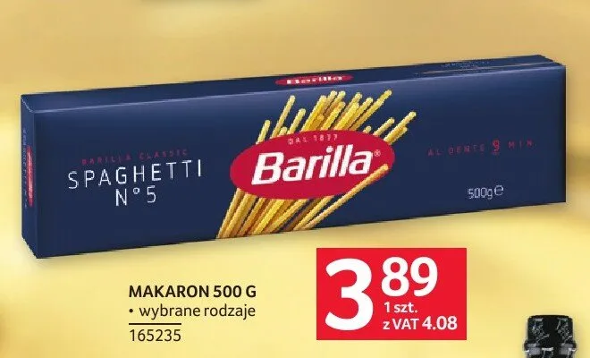 Makaron Spaghetti N°5 Barilla promocja w Selgros