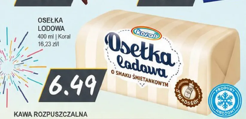 Osełka lodowa o smaku śmietankowym Koral promocja w Słoneczko