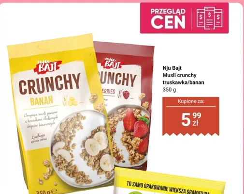 Musli crunchy Nju Bajt truskawka promocja w Dino