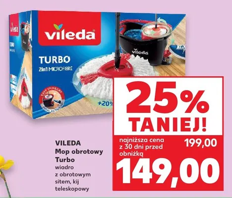 Mop obrotowy Turbo wiadro z obrotowym sitem, kij teleskopowy promocja w Kaufland