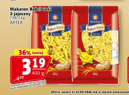 Makaron Babci Gosi 2-jajeczny Artex promocja w Prim Market