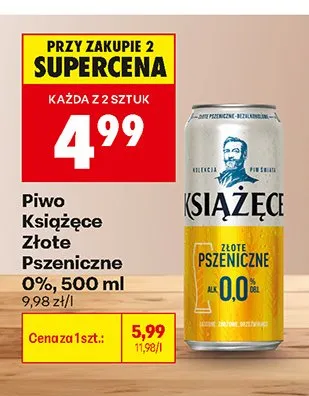 Piwo bezalkoholowe Książęce Złote Pszeniczne promocja w Biedronka