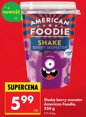 Shake berry monster American Foodie promocja w Biedronka