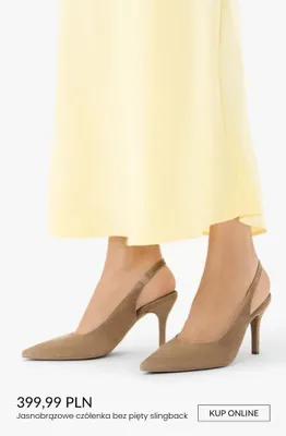 Jasnobrązowe czółenka bez pięty slingback promocja w Ryłko