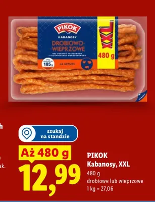 Kabanosy, XXL drobiowe lub wieprzowe promocja w Lidl