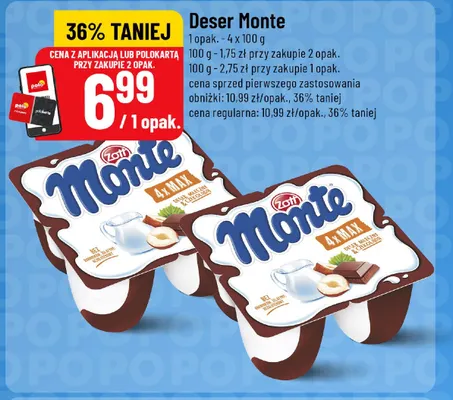 Deser Monte 4-pak Zott promocja w POLOmarket