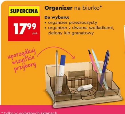 Organizer na biurko przezroczysty promocja w Biedronka