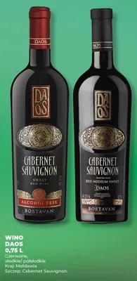 Wino Daos Cabernet Sauvignon Red Medium Sweet 0,75 L promocja w Duży Ben