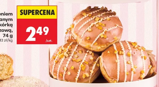 Pączek z nadzieniem o smaku różanym i skórką pomarańczową promocja w Biedronka