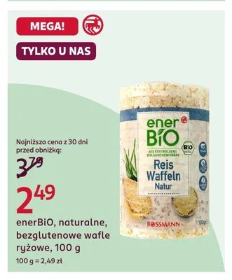 Naturalne bezglutenowe wafle ryżowe enerBiO 100g promocja w Rossmann