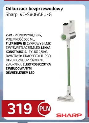 Odkurzacz bezprzewodowy Sharp VC-SV06AEU-G promocja w kakto.pl