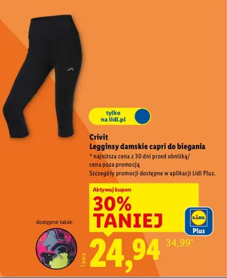 Legginsy damskie capri do biegania promocja w Lidl