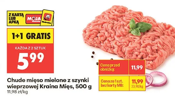 Chude mięso mielone z szynki wieprzowej Kraina Mięs promocja w Biedronka