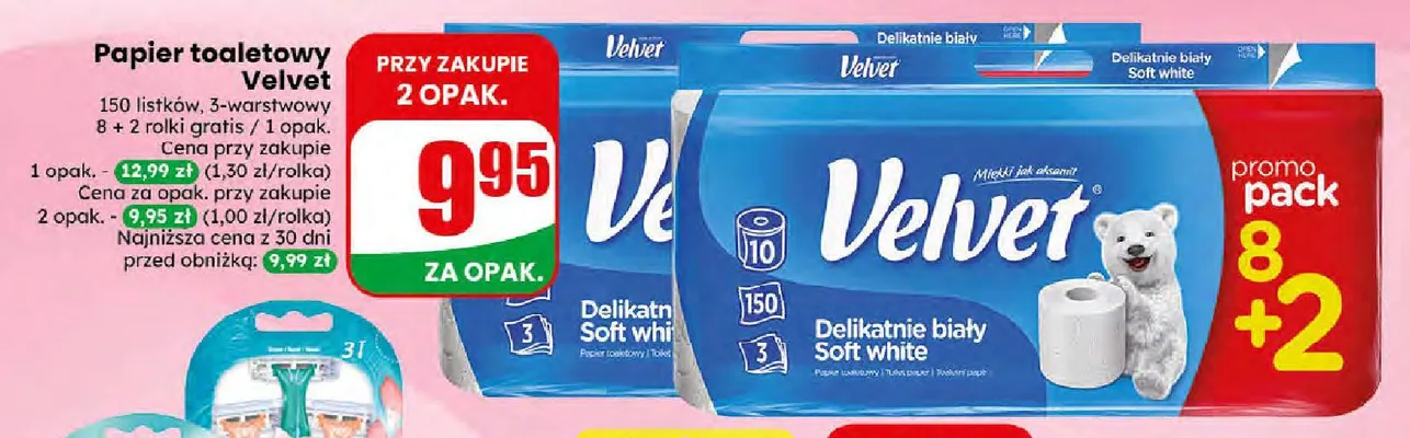 Papier toaletowy Velvet Delikatnie biały promocja w Dino