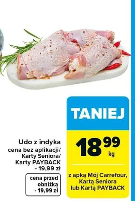 Udo z indyka cena bez aplikacji/Karty Seniora/Karty PAYBACK promocja w Carrefour