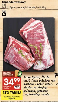 Szponder wołowy promocja w Delikatesy Centrum