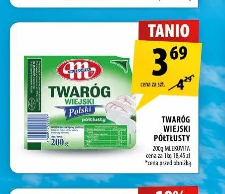 Twaróg wiejski półtłusty Mlekovita promocja w Arhelan