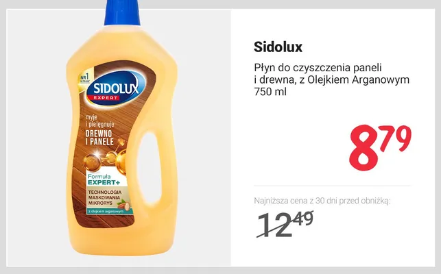 Płyn do czyszczenia paneli i drewna Sidolux z Olejkiem Arganowym promocja w Rossmann