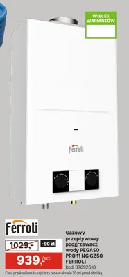 Gazowy przepływowy podgrzewacz wody PEGASO PRO 11 NG GZ50 promocja w Leroy Merlin