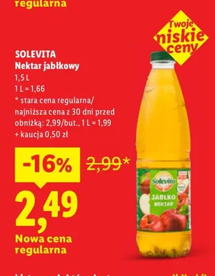 Nektar jabłkowy Solevita promocja w Lidl