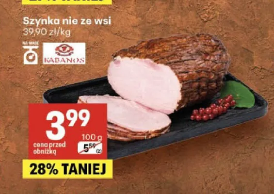 Szynka nie ze wsi Kabanos promocja w Delikatesy Centrum