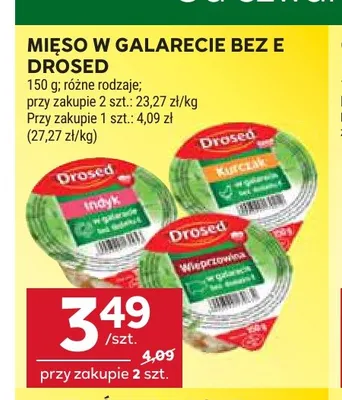 Mięso w galarecie z kurczaka bez E Drosed promocja w Stokrotka