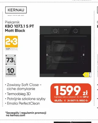 Piekarnik Kernau Kbo 1073,1 S Pt Matt Black promocja w Max Elektro