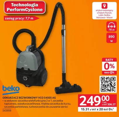 Odkurzacz bezworkowy Beko VCC 5450G AG promocja w Selgros
