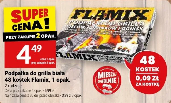 Podpałka do grilla biała 48 kostek Flamix 2 rodzaje promocja w Twój Market