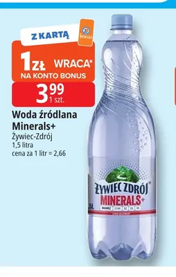 Woda źródlana niegazowana Minerals+ Żywiec-Zdrój promocja w Leclerc