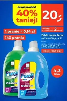 Żel do prania Purox różne rodzaje promocja w Dealz