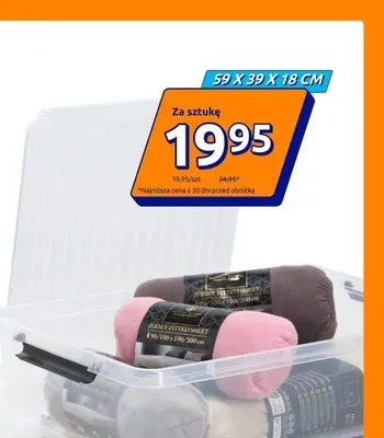 Pojemnik do przechowywania z kółkami i pokrywą zaciskową 59x39x18 cm promocja w Action