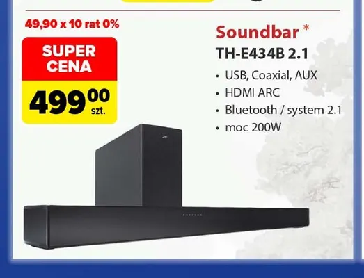 Soundbar TH-E434B 2,1 Jvc promocja w Carrefour