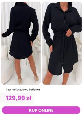 Sukienka koszulowa czarna ModnaKiecka.pl promocja w Modna Kiecka