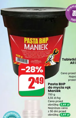Pasta BHP do mycia rąk promocja w Dino