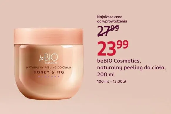 Naturalny peeling do ciała beBIO Cosmetics Honey & Fig promocja w Rossmann