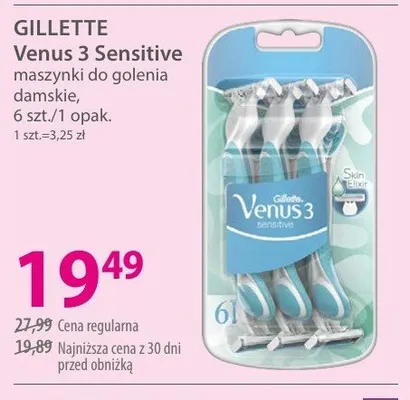 Maszynki do golenia damskie GILLETTE Venus 3 Sensitive 6-pak promocja w Hebe